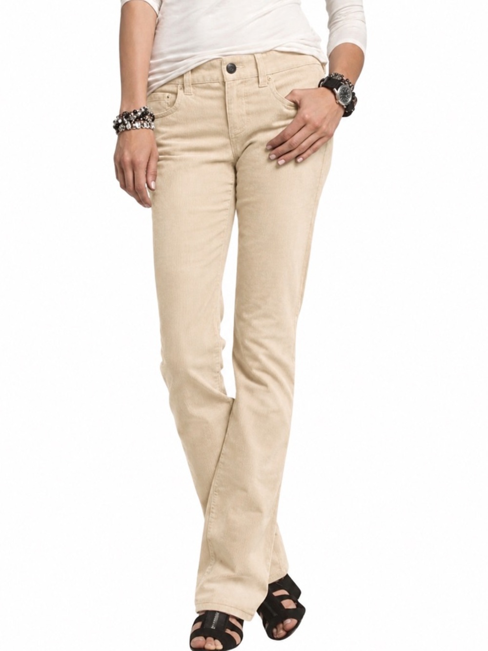 J.Crew Factory Matchstick Corduroy Pants 28S Beige Cream Straight Leg Stretch